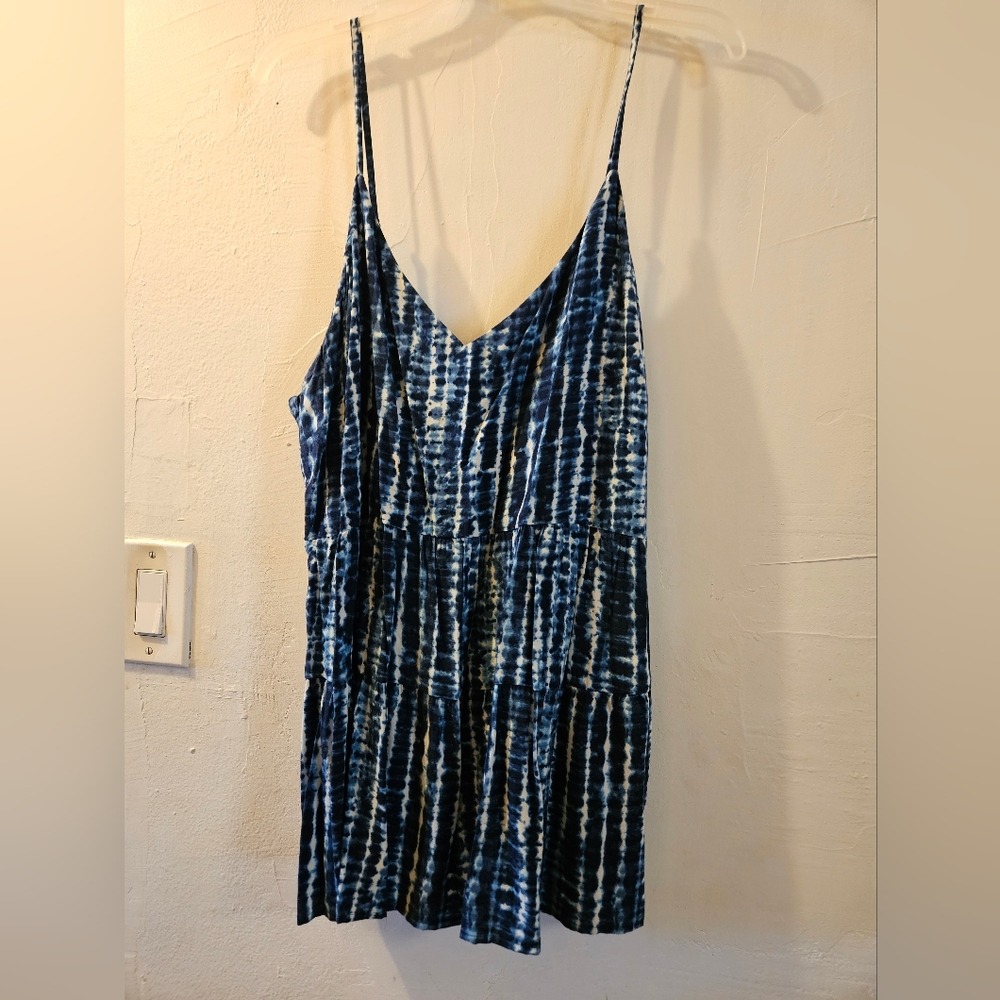 Old Navy Blue Tie-Dye Print Tiered Cami Top